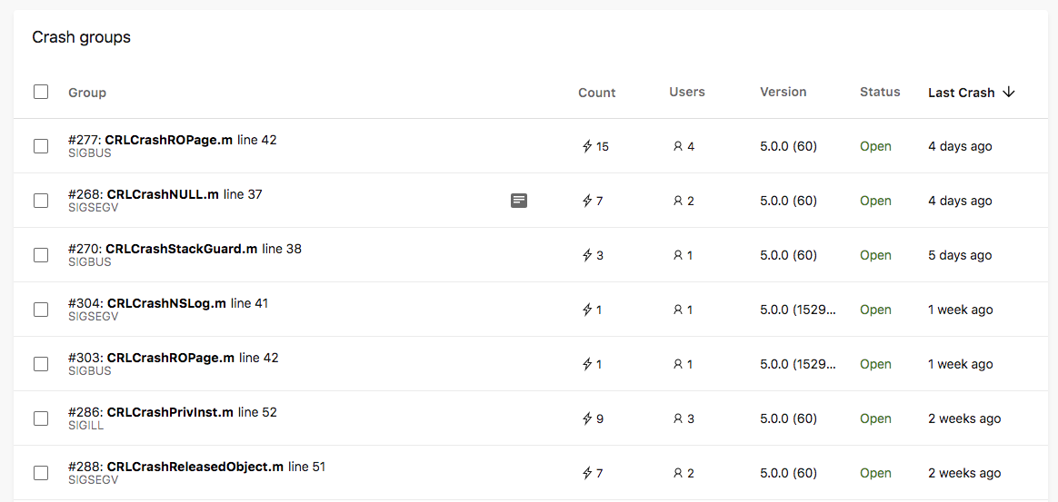 App Center gruppiert Abstürze und Fehler basierend auf Ähnlichkeiten