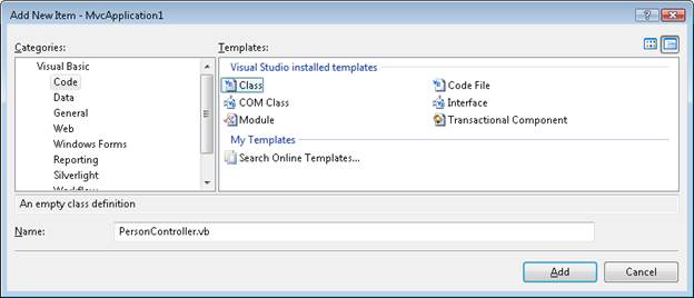 Erstellen einer neuen Klasse