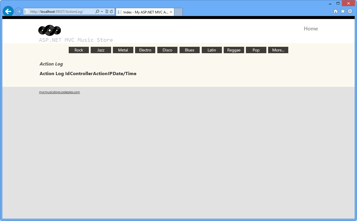 Aktionsprotokollansicht