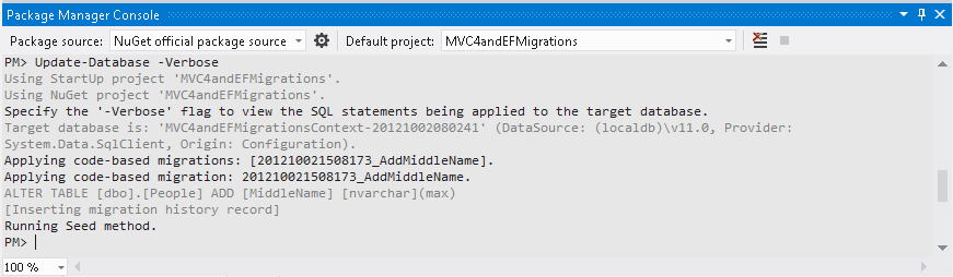 Aktualisieren der Datenbank