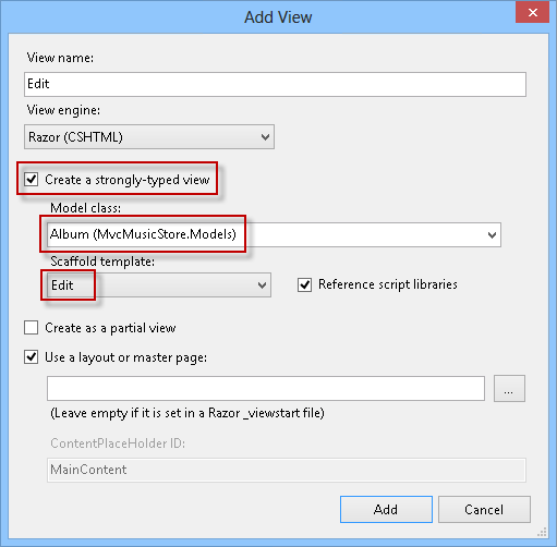 Hinzufügen einer Bearbeitungsansicht