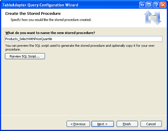Benennen der gespeicherten Prozedur Products_SelectWithPriceQuartile