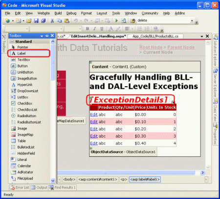 Hinzufügen eines Bezeichnungswebsteuerelements zur Seite