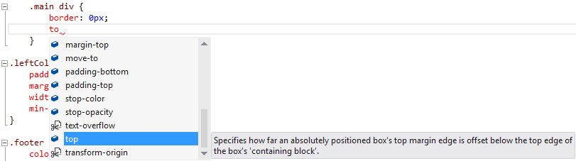 IntelliSense-Verbesserungen in CSS