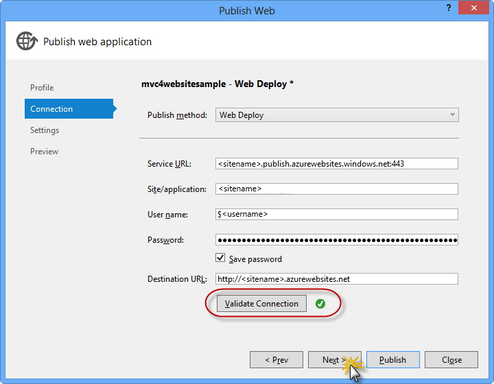 Überprüfen der Verbindung
