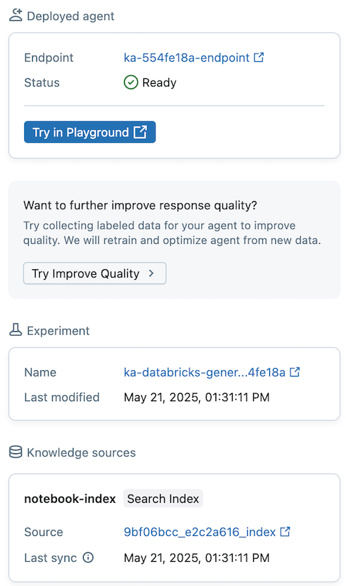 Der rechte Bereich wurde aktualisiert, sobald der Agent bereit war.