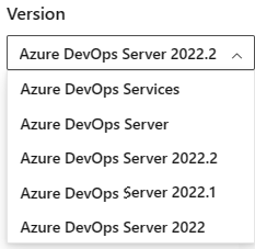 Screenshot zum Auswählen einer Version aus der Azure DevOps-Inhaltsversionsauswahl.