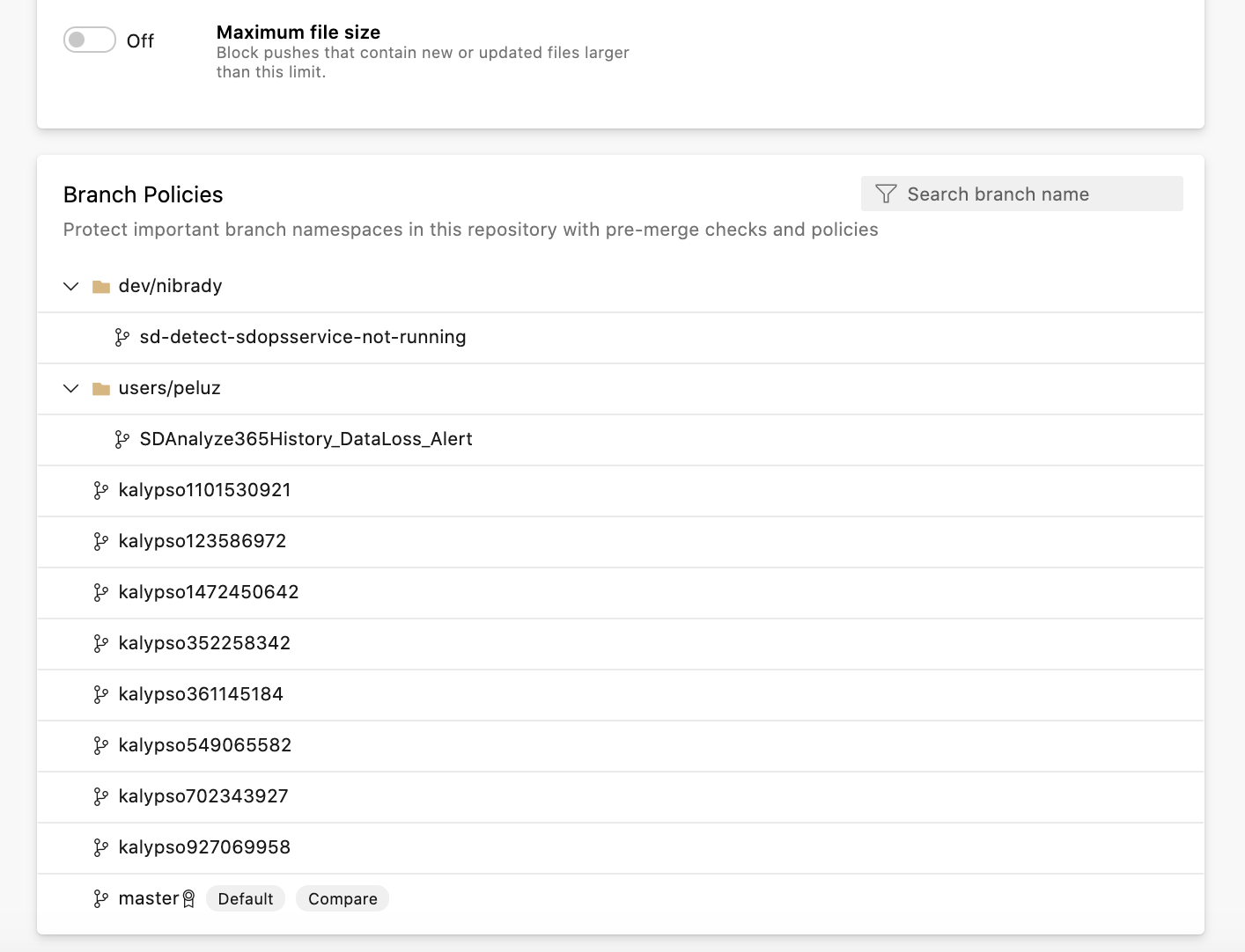 Wählen Sie die Filiale aus, um die Richtlinien anzuzeigen.