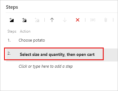 Screenshot zeigt ein Arbeitselement, das den neuen freigegebenen Schritt enthält.