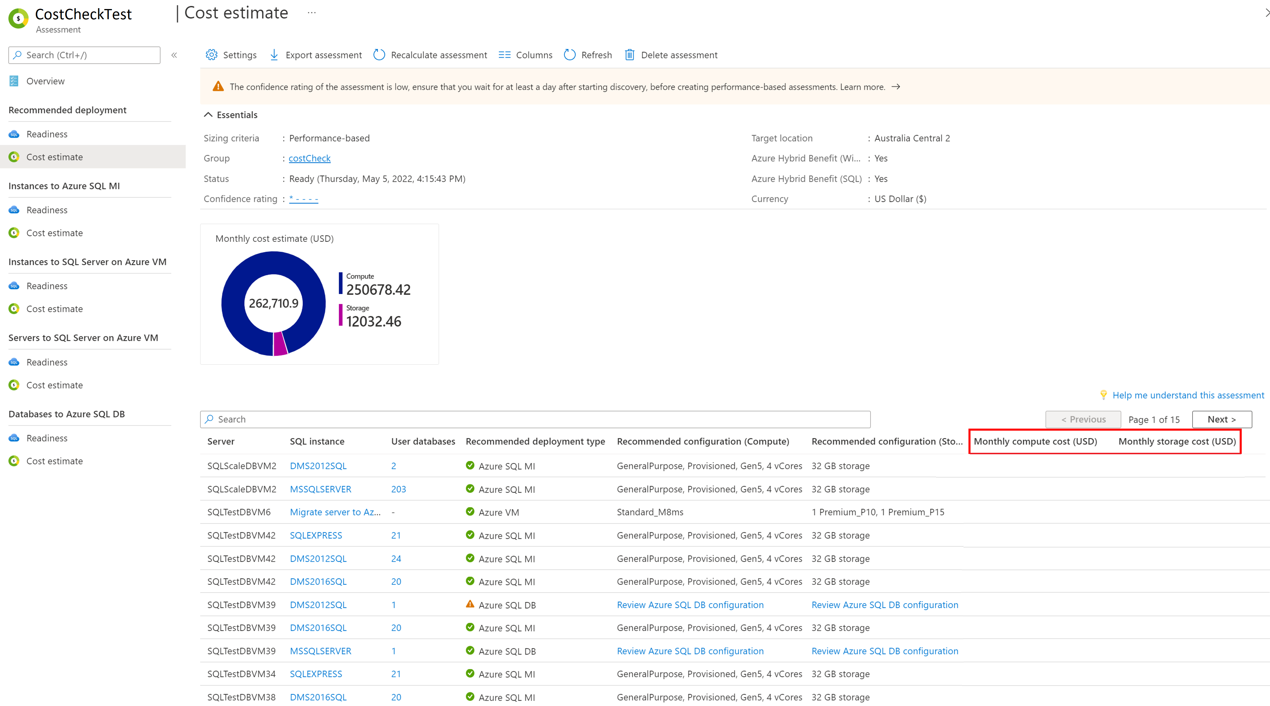 Screenshot: Kostendetails.
