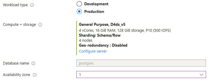 Screenshot der Hauptkonfigurationsseite. Der Abschnitt 