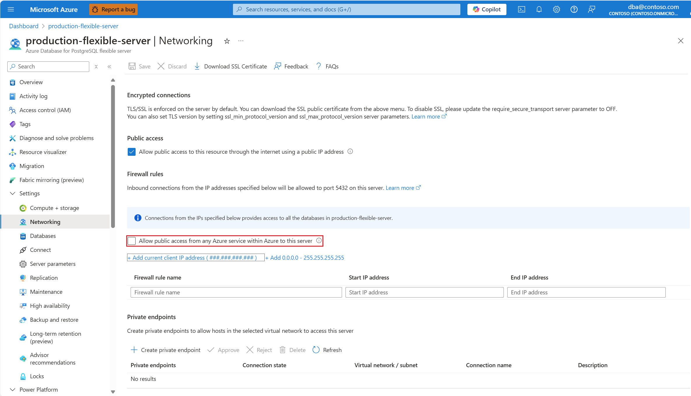 Screenshot der Netzwerkseite mit Firewall.