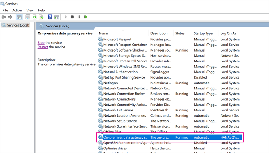 Starten Sie die Gatewaydienstdienste neu.