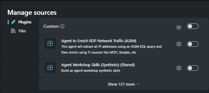Screenshot: Benutzerdefiniertes Verwalten von Quellen
