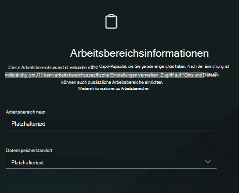 Screenshot: Arbeitsbereichsinformationen.