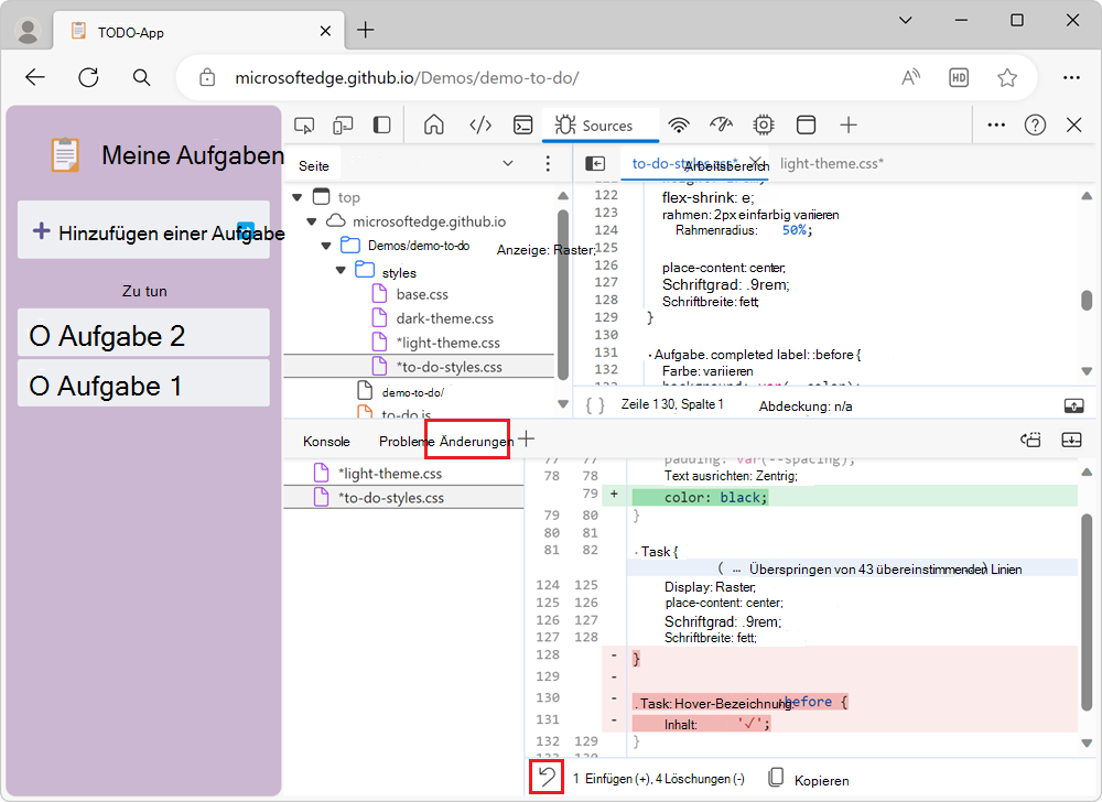 Wiederherstellen von Änderungen