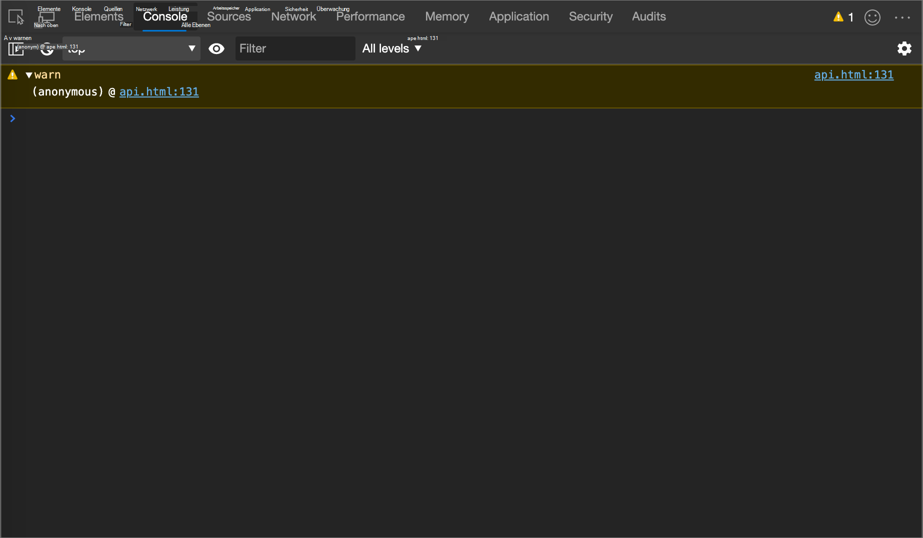 Das Ergebnis des Console.warn()-Beispiels