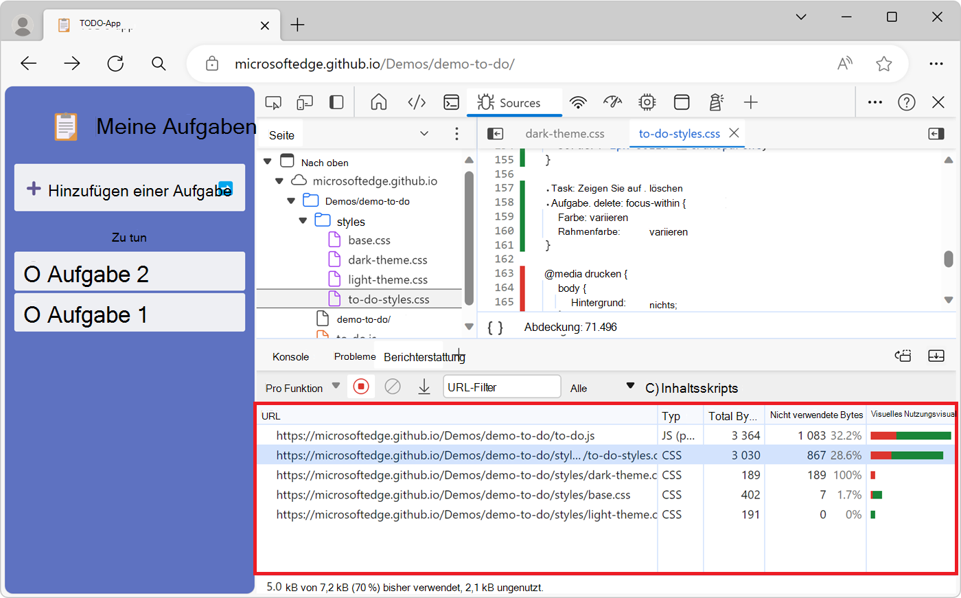 Code Coverage-Bericht