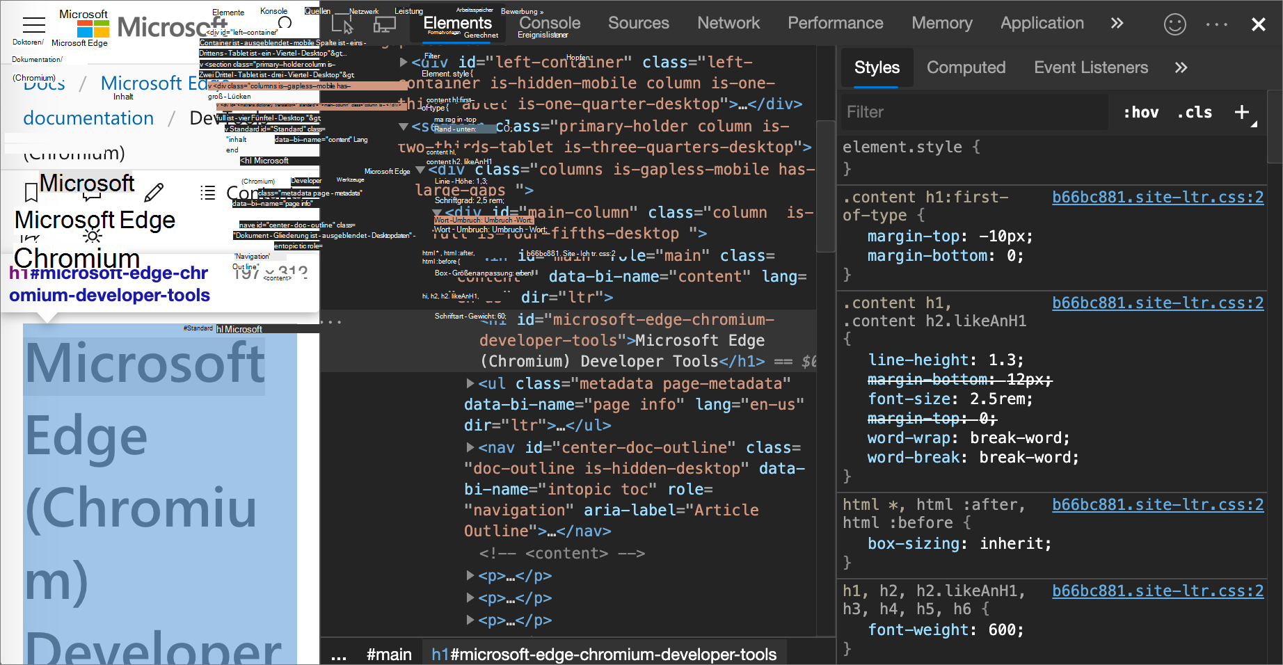 Beispiel für ein ausgewähltes Element