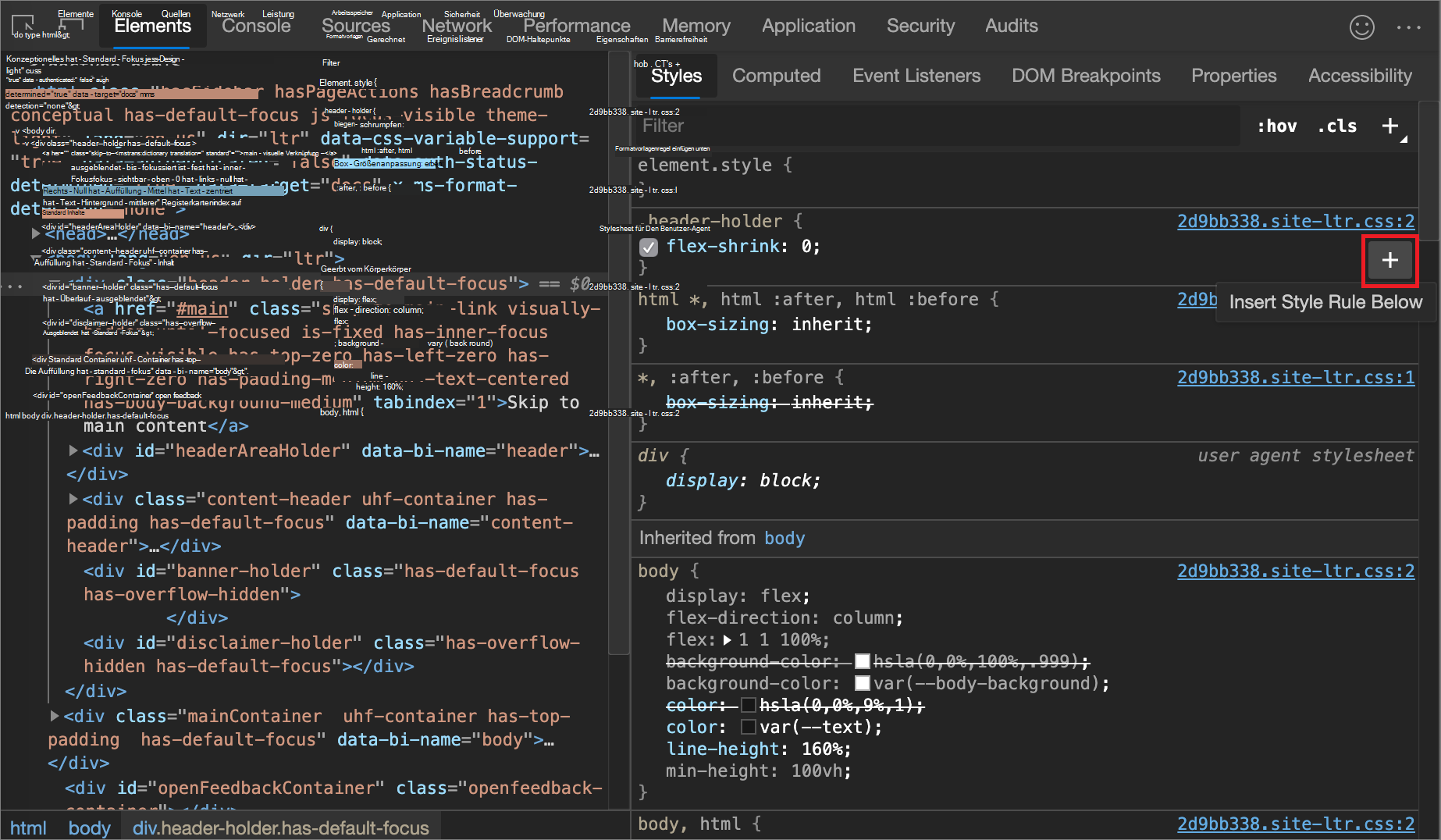 Formatvorlagenregel einfügen unten