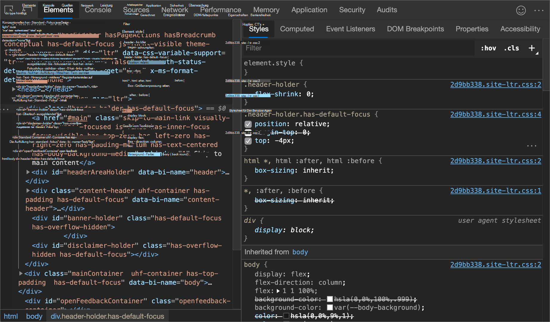 Umschalten einer Deklaration