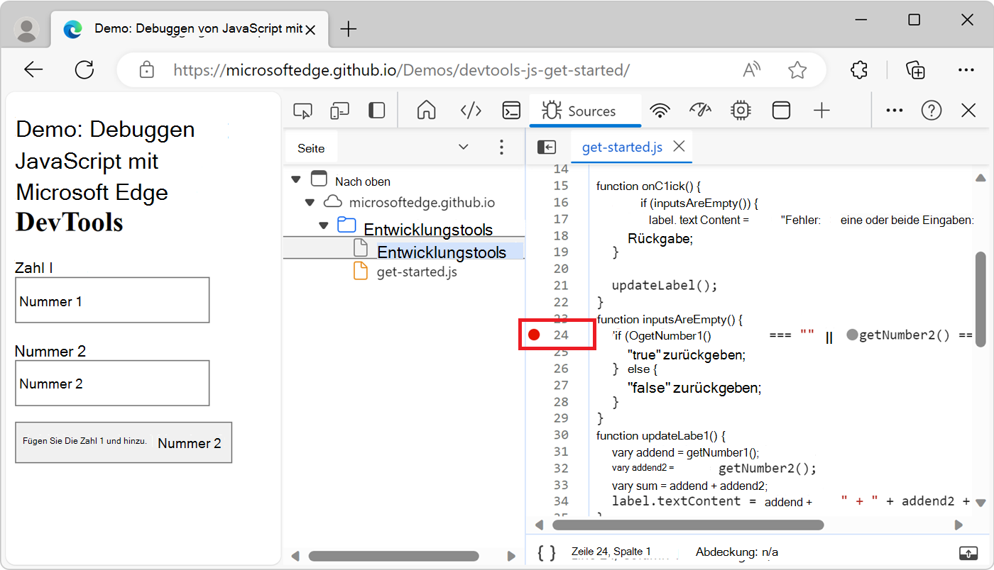 Ein Zeilenumbruchpunkt