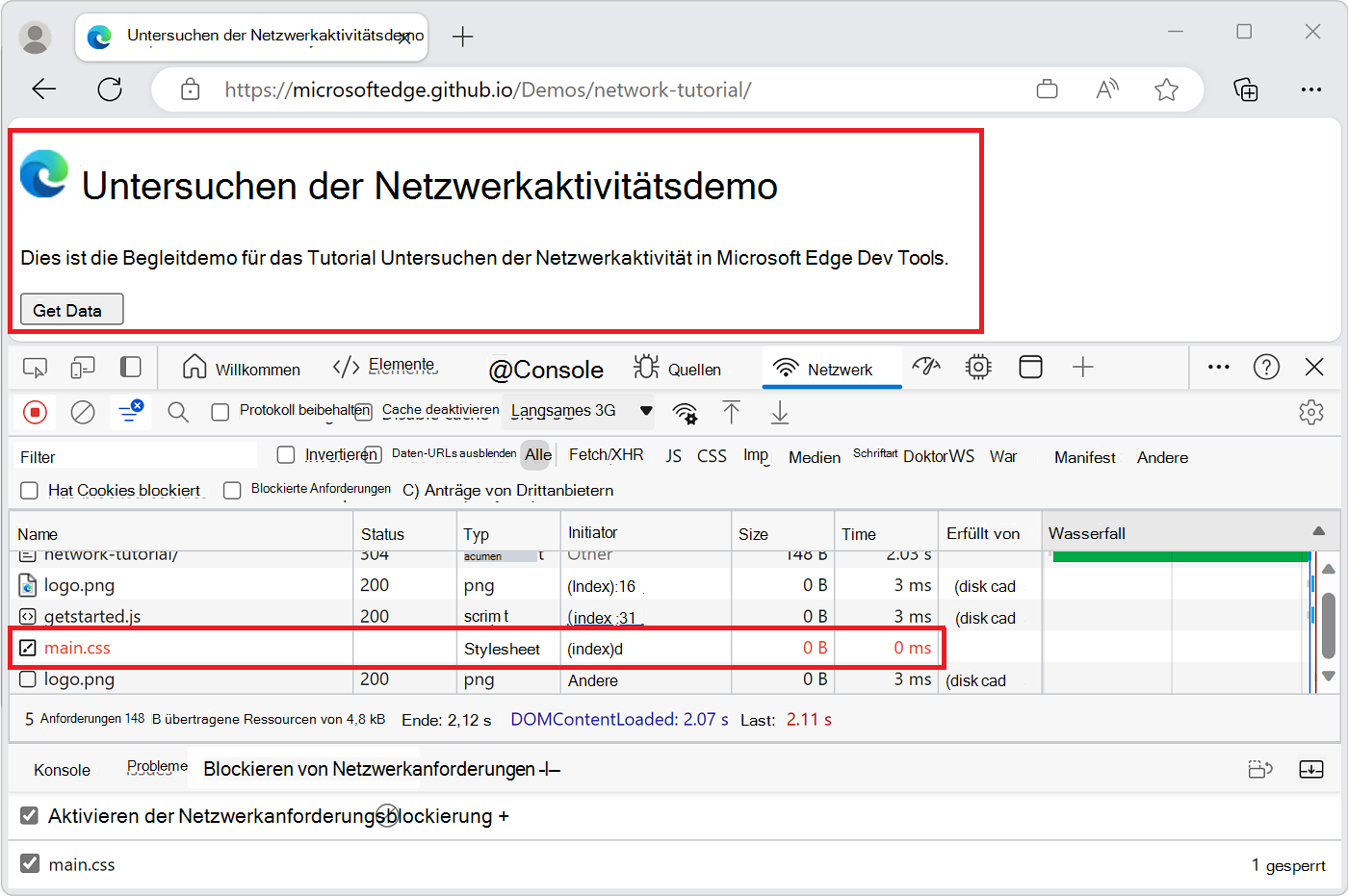 main.css wurde blockiert
