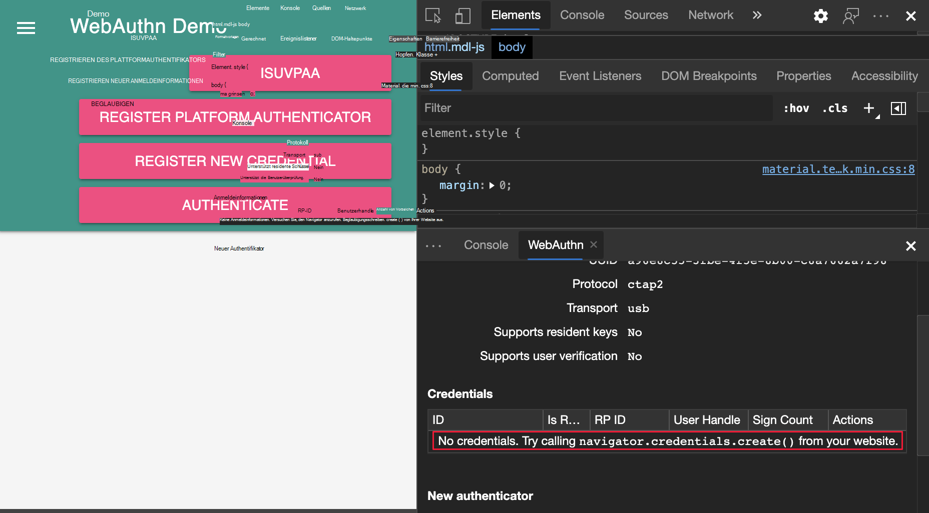 Keine Anmeldeinformationen