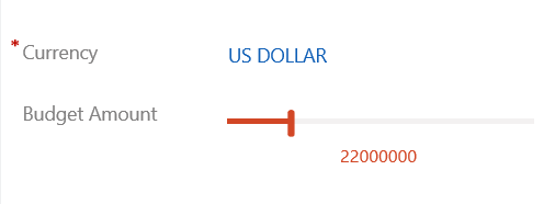 Schieberegler-Steuerelement, das im Formular gerendert wird.