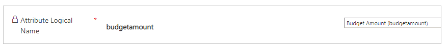 Logischer Name des Budgetbetrags-Attributs Logischer Name des Budgetbetrag-Attributs
