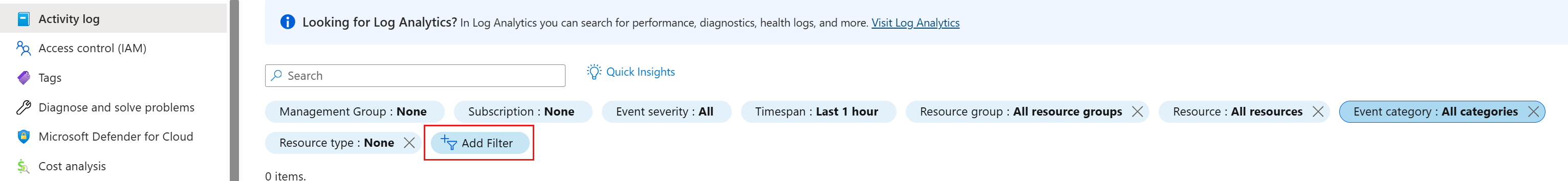 Screenshot zum Hinzufügen eines Filters.