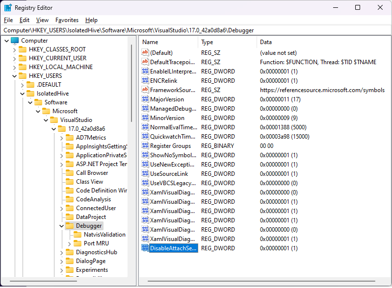 Screenshot der Sicherheitswarnung zum Anbinden an einen Prozess, der von einem nicht vertrauenswürdigen Benutzer verwaltet wird.