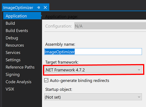 Framework-Versionserhöhung
