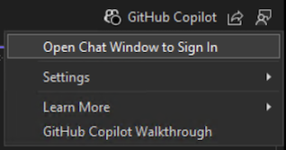 Screenshot des GitHub Copilot-Abzeichens in Visual Studio.