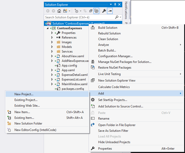 Neues Projekt hinzufügen