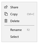 Screenshot der Tastenkürzel in einer Menüelementbeschriftung.