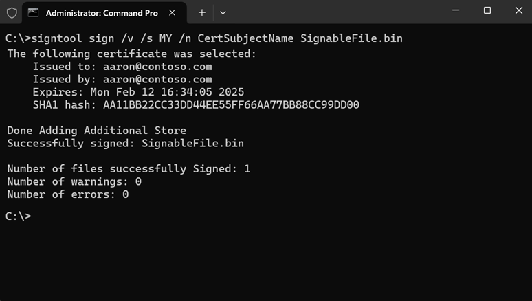 Eingabeaufforderungsfenster mit diesem Befehl