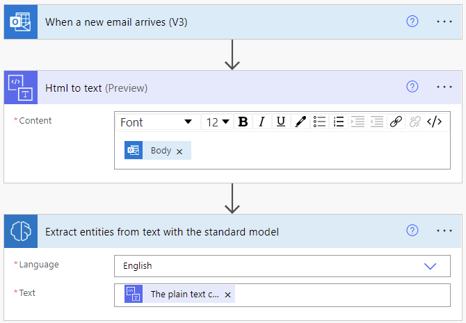 Specify Text Choose an action'.