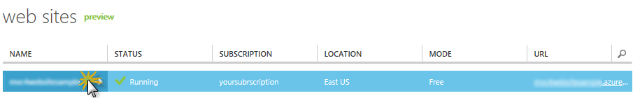 Opening the web site management pages Opening the web site management pages