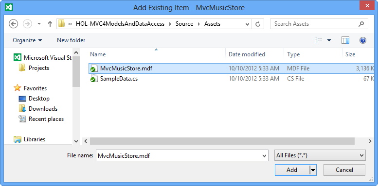 MvcMusicStore.mdf database file MvcMusicStore.mdf database file