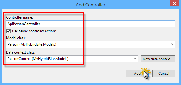 Adding a Web API controller with scaffolding Adding a Web API Controller with scaffolding