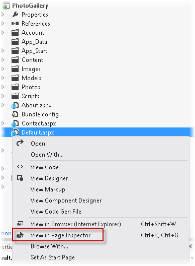 Opening Default.aspx with Page Inspector Opening Default.aspx with Page Inspector
