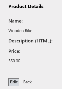 Viewing the product details Viewing the product details