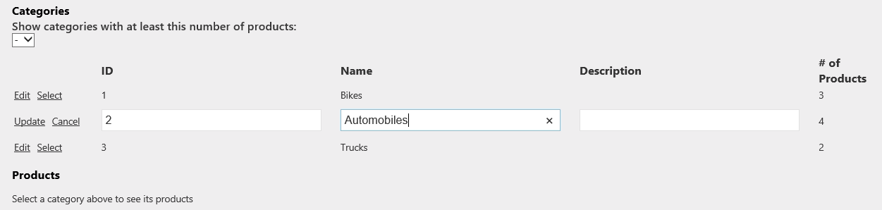 Editing categories Editing categories