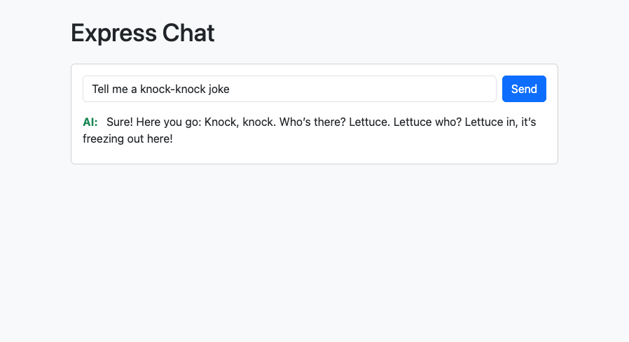Screenshot showing chatbot running in Azure App Service.