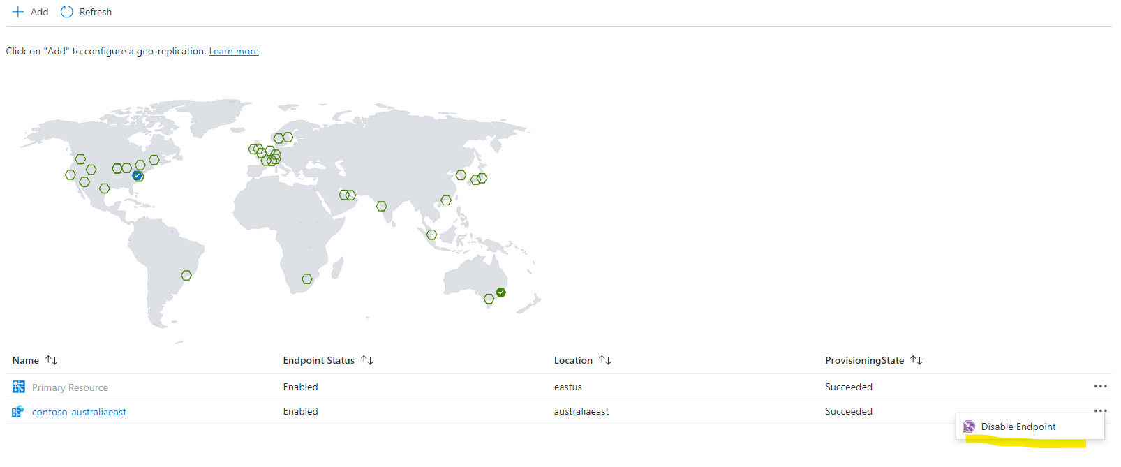 Replica Endpoint Modify Diagram of Azure Web PubSub replica endpoint modification.