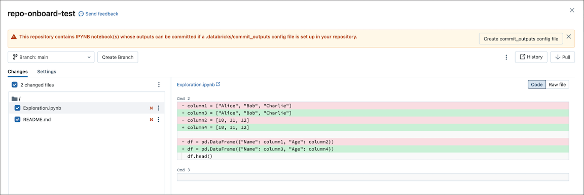 Notebook commit UI: Create commit_outputs file button.