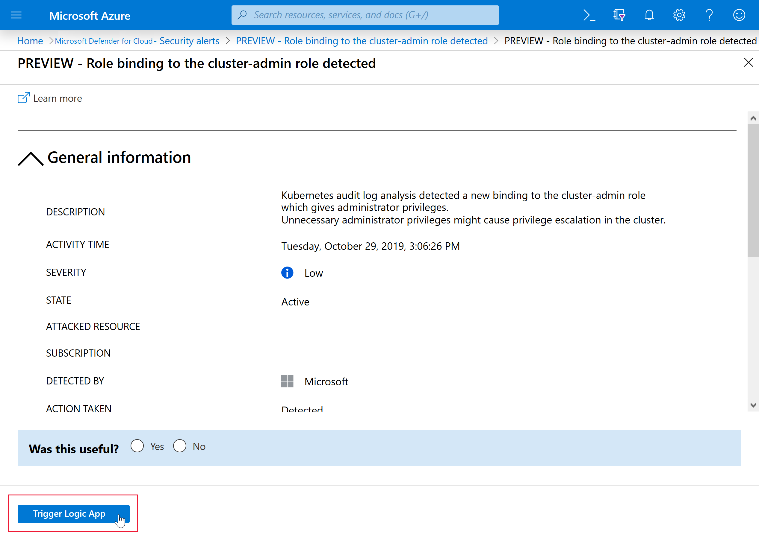 Screenshot that shows how to manually trigger a logic app.