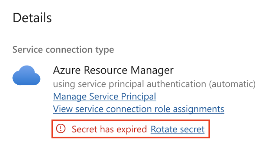 Screenshot of option to rotate an ARM secret. 