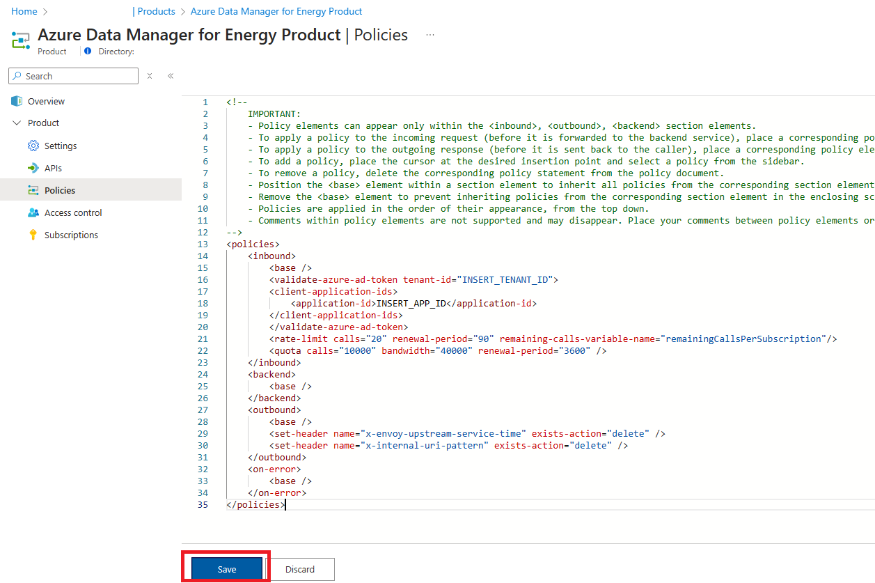 Screenshot of the full policy document.